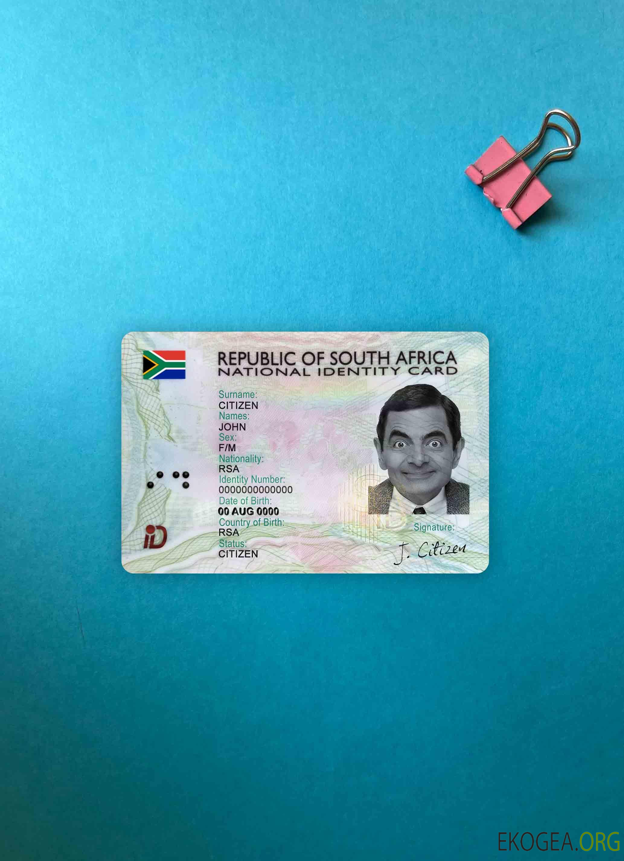 Carte d'identité d'Afrique du Sud (2013 – présent) photolook AVANT